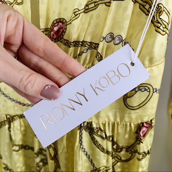 *SOLD* Ronny Kobo Kaira Silk Chain Link Printed Satin Dress NWT - Picture 14 of 15